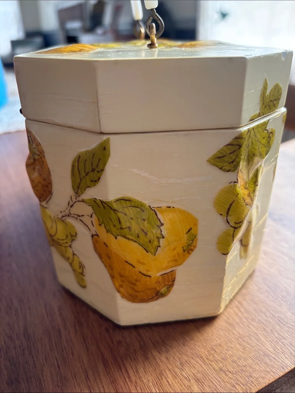 Vintage Yellow Floral & Fruit Decorative Box
